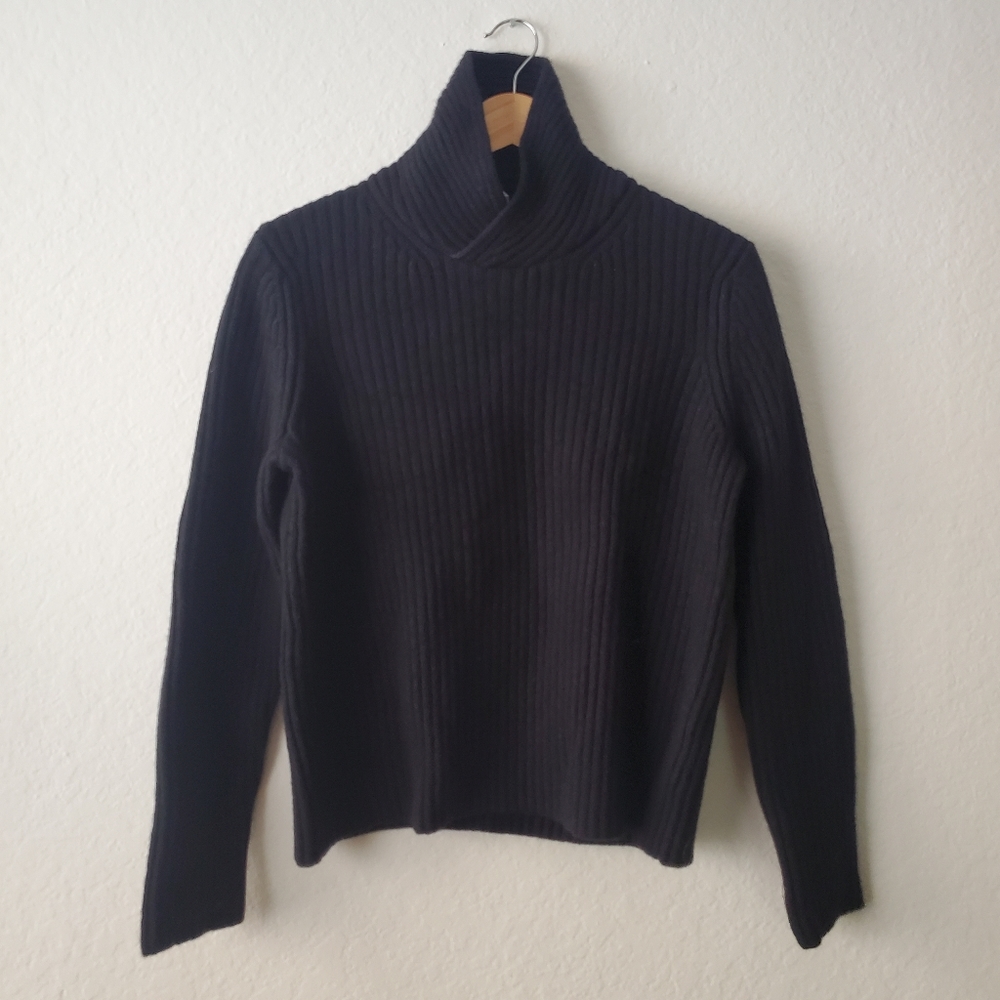 Arket Men's Black Shawl Collar Wool Jumper Sweater Size S